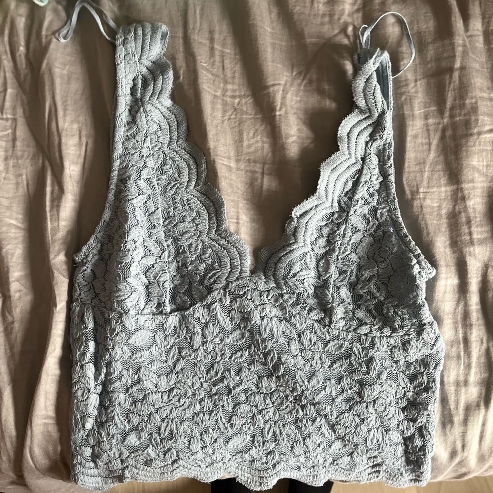 Zara lace cropped top light blue
